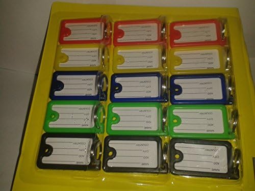 15 Quality Key Tags Identity Tag fobs rings colour coded ID name card address