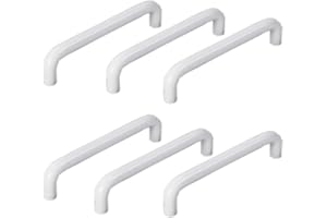 HY HUIJUN Tiradores de planchado para armario, 6 unidades, diámetro 10 mm, blancos, aluminio, para armario, tocador, habitación infantil