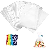 100 sacchetti di cellophane trasparenti,con 100 legami
