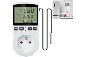 Jooheli Prise Thermostat, 220V Thermostat Terrarium, Thermostat Prise Thermostat avec Sonde, Chauffage Refroidissement Regulateur Température Numérique (Lumière Blanche)