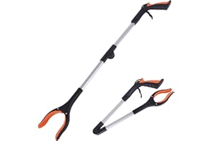 Garzenth Litter Picker, Foldable Rubbish Picker Grabber Anti-Slip Strong Grip Grabber Stick Long Reach Helping Hand Grabber Stick Reaching Aids for Adults, Children, Elderly, Disabled (Orange)