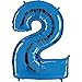 Produktbild Ballon Zahl 2 in Blau - XXL Riesenzahl 100cm - für Geburtstag Jubiläum & Co - Party Geschenk Dekoration Folienballon Luftballon Happy Birthday