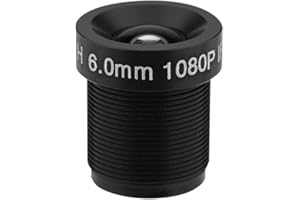 Aukson 6-mm-Weitwinkel-CCTV-Kameraobjektiv mit 58° Sichtfeld, 2 Millionen Pixel, IR-Unterstützung, Schwarz, M12-Mount, Festfokus, Multi-Layer-Beschichtung