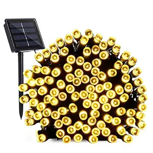 Epyz Solar String Light 100LED 32.8ft 8 Modes / 600mah Solar Christmas Lights Waterproof for Gardens, Wedding, Party, Homes, Christmas Tree, Curtains, Outdoors (Pack of 1, Warm Yellow Light)