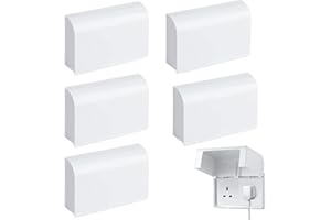 SUQURTOM UK Plug Socket Covers 5PCS, Childproof Double Socket Protector, Socket Cover Box for Baby Safety, Universal Electrical Outlet Protectors for Home Safety, Baby & Pet Proof Design (7.5cm Thick)