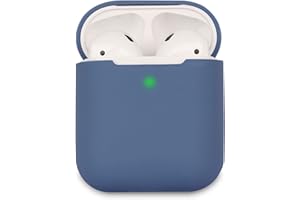 KOKOKA Schutzhülle Hülle Kompatibel mit AirPods 2, Silikon Schutzhülle Hülle für AirPods 2, LED an der Frontseite Sichtbar, Midnight Blue