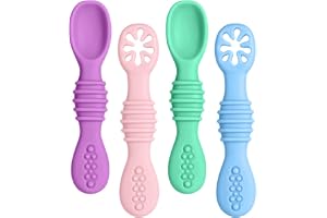 Vicloon Baby Learning Spoon Silikon, 4-delad start grötsked sats, BPA-fri, matsked och barnsjukdomar för spädbarn och småbarn