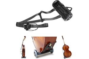 WUQIMUSC Aufrechter Kontrabasswagen aus Kohlefaser, geeignet für 1/10-4/4 Kontrabässe: Robuste Räder, Riemen, einfache Bedienung, Innen- & Außengebrauch