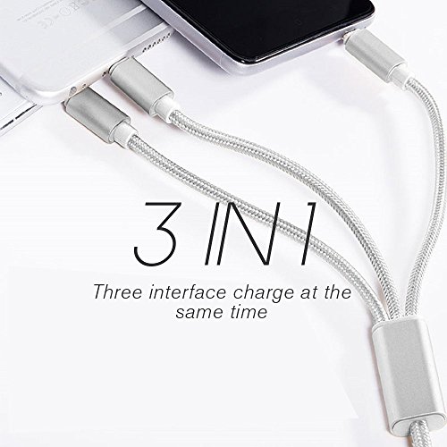 Fone-Case (Black) 3 in 1 Ladekabel Nylon geflochten Mehrere USB – Lead 1 Meter Länge mit Blitz Kabel / reversible Typ C / Micro USB – Anschluss für Sony Xperia XA (2017) - 6