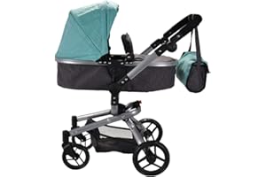 Bandits & Angels Puppenwagen Classic Angel 2in1 Mint ab 3 Jahren – Puppenwagen – Für Mädchen – Verstellbare Schiebestange 48-81 cm – Komplett zusammenklappbar – Mit Einkaufskorb