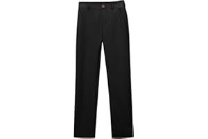 BFYSFBAIG School Trousers for Girls Uniform Pants Kids High Stretchy Dress Pants Elastic Waist, Button, Zipper Up, Regular Fits, Size 5-16 Years, for Causal School Travel