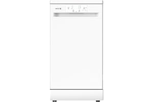 HYE Slimline Dishwasher, 45cm Small Dishwasher, Freestanding Dish Washer With A White Finish, Compact Under Counter Design, 9 Place Settings, 29-Minute Quick Wash, 4 Programs - DW0109PW19
