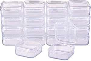 BENECREAT Paquet de 18 boîtes carrées avec boîte en Plastique Transparent pour boîtes de Rangement avec couvercles rabattables pour pilules, Herbes, Petites Perles, trouvailles, Petits Objets