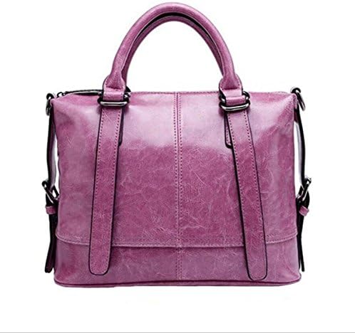 European And American Style Two-color Oil Wax Leather Handbag Belt Decoration Shoulder Bag Messenger Bag,Purple-OneSize