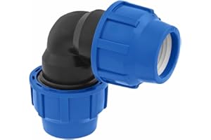 Raccordo a 90 gradi a Compressione 25 mm x 25mm – Raccordi per tubo dell’aqua a Gomito PP PN16 - Connettori per Tubi PE80, PE100 – 1 pezzo - SmartProduct