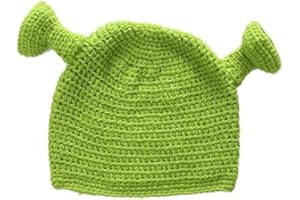 QUXING Cappello Lavorato a Mano in Lana, shreker Cappelli Con Le Orecchie per Adulti Cosplay anime Prop Berretti a Maglia Cappello Lavorato a Mano Il Cap per Uomini E Donne, verde