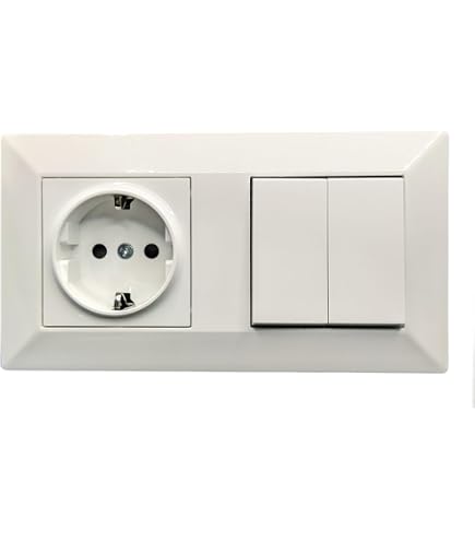 Presa con schuko completa doppia 16A monoblocco con placca bianca
