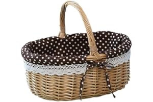 JOINPAYA Korb Für Picknickkorb: Aus Weide Picknickkorb Weidengeflecht Aufbewahrungskorb Weide Stroh Badkorb Allzweckkorb Leinen-organizer Veranstalter Französisch Hölzern Fräulein