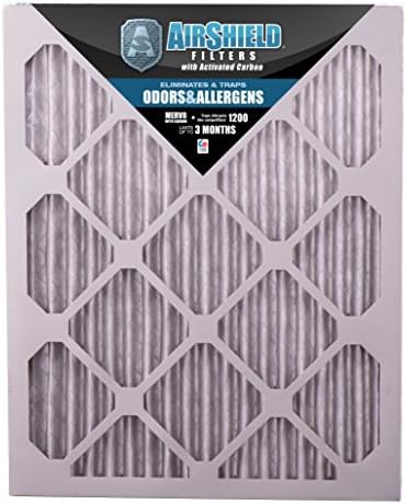 AirShield 60001-202-0030 Odors &amp; Allergens MERV 8 OdorBan Furnace Filters with Activated Carbon (2 Pack), 16 x 25 x 1"