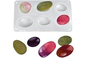 Belvanr Moule en Silicone en Forme de Pierres Moule en Silicone pour Grandes Pierres Moule Beton Resine Moule à Savon Moule en Silicone Ovale Moules Ovales pour Savon 6 Formes de Pierre Différentes