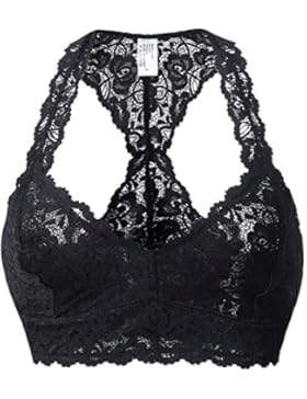 Camellias Damen Spitze Bralette V-neck BH Racerback Padded Bustier Crop Top Lingerie Atmungsaktiv Bra