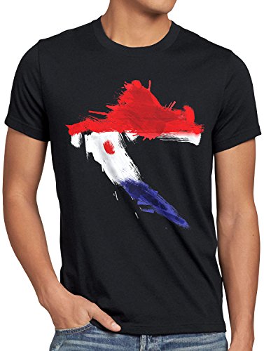 CottonCloud Flagge Kroatien Herren T-Shirt Fußball Sport Croatia WM EM Fahne, Größe:XXL, Farbe:Schwarz