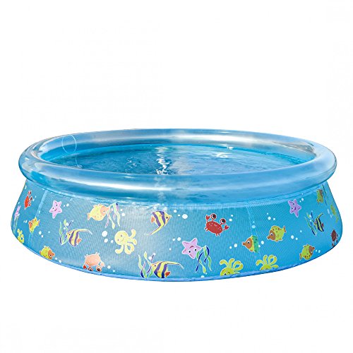 Jilong Ocean 150 - Transparenter Quick-up Kinderpool, Planschbecken mit Meerestieren Desing, blau, 150 x 150 x 38 cm, 430 L, 17544