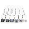 BEMLP 6 Colors Grayscale Art Marker Pen Double-Ended Sketch Markers Alcohol Based Ink Neutral Gray Tones Art Supplies for Sketching Shading Illustrating Drawing (6 Blue gery)