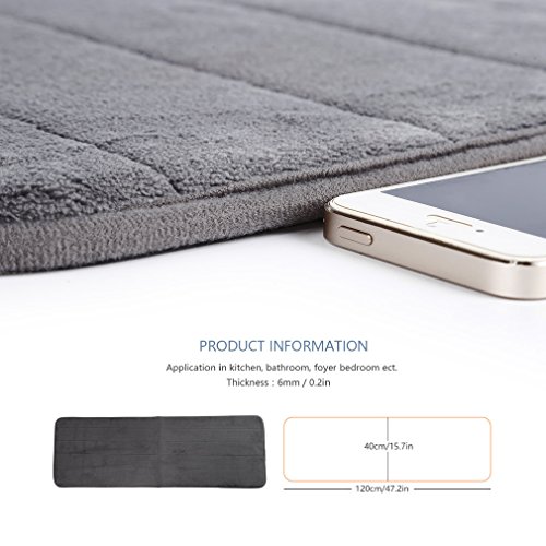 GraceU Badteppich Saugfähiger Teppich Baumwolle Anti Rutsch Haftteppich für Badezimmer Wohnzimmer Gastzimmer, Keine Einbeulung, Modern Memory Rebound Carpet Badvorleger - 3