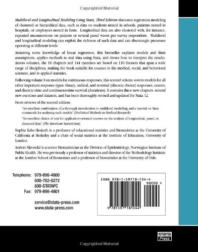 Book's Cover of Multilevel and Longitudinal Modeling Using Stata, Volumes I and II, Third Edition.