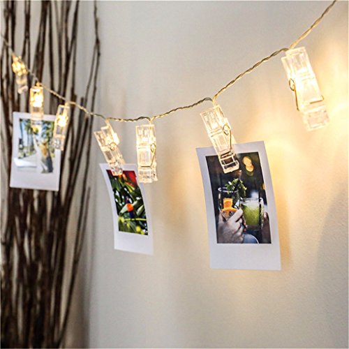 ERGEOB Foto Klammer Lichterkette DIY handgemachte Weihnachtsdekoration Geburtstag Hochzeitstag Licht warmweiß 40LED