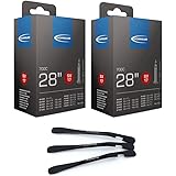 Schwalbe - Set di 2 tubi flessibili per bicicletta SV17, 40 mm, 28 pollici (28/47-622/635), con 3 leve per pneumatici a due r