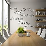 Hochwertige Wandtattoofolie Küche Wandtattoo AA050 Wo die Liebe den Tisch deckt,schmeckt das Essen am besten.(Braun, 90cm x 45cm)