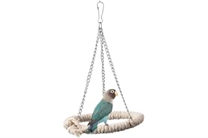 HEEPDD Zabawki dla papug, bawełniana huśtawka wiszące grzędy do żucia okonie wiszące łóżko do żucia miękki pierścień dla małych i średnich ptaków domowych