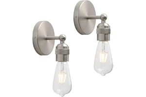 Yosoan 2pcs Vintage Sconce Wall Lights, Nordic Loft Edison Up/Down Wall Light Fittings, E27 Light Fixture for Restaurant Corridor Dining Room Kitchen Bedroom Cafe Bar (Brushed)
