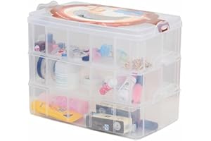 Kamay's Large 3 Tier Stackable Adjustable Compartment Slot Bead Craft Jewellery Tool Storage Organiser, with 30 Compartments,Snap-lock Tray Container Box,White