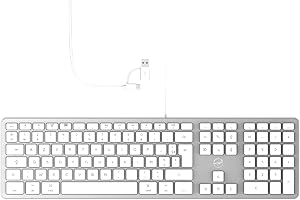 Mobility Lab USB Clavier français AZERTY filaire pour Mac – blanc et argenté