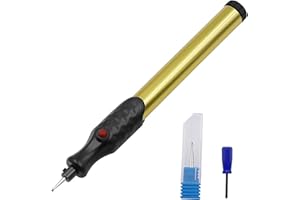 BOABY Bolígrafo de Grabado, Bolígrafo de Grabado Con Diamante Reemplazable, Precisión Inalámbricos, Herramienta de Tallado, para Joyería de Bricolaje,Metal,Vidrio,Plástico,Madera,Cerámica,Piedra(Oro)