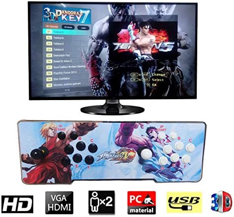 [2177 HD Retro Games] 3D Pandora's Key 7 Box Arcade Game Console 1920x1080 Full HD 2 Players Arcade Machine Support TF Card to Expand More Games PC / Laptop / TV / PS3