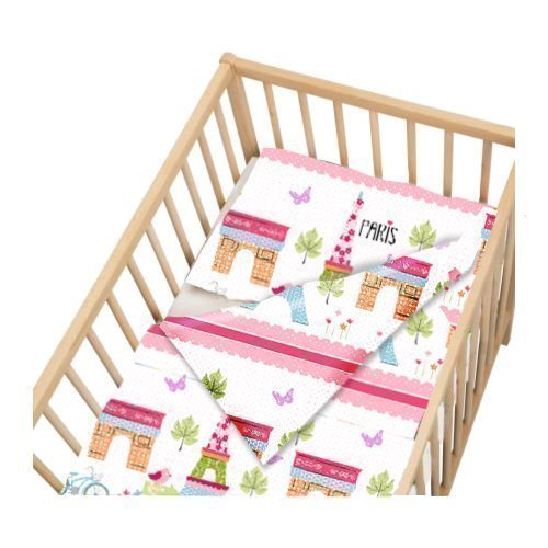 Ready Steady Bed Children's Cot Size Paris Print Duvet Cover Set. Size: 100cm x 120cm