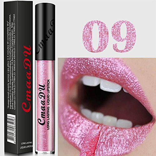 Wishwin Lippenstift Lipstick Lipgloss Metallic Liquid Matte Langlebig Wasserdicht Lippenstift 15 Farben