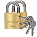 Price comparison product image STANLEY Solid Brass Padlock 30 mm Standard Shackle, 2-Pack, keyed alike, 5 keys, S742-035, Lock, Shackle-Lock