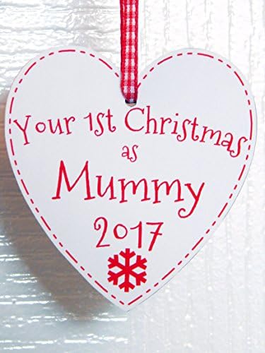 Your First Christmas As Mummy Heart Decoration - 1st Xmas Tree Bauble Handmade in The UK