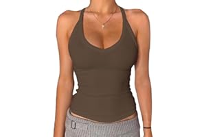 TrendiMax Women's V Neck Racer Back Tank Top Ribbed Knit Fitted Summer Vest Tank