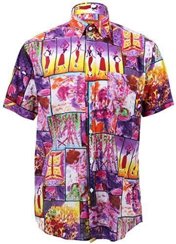 Loud Originals Regular Fit Short Sleeve Shirt - Purple Psychedelic Dancing Woman (16" / 41cm / Large)