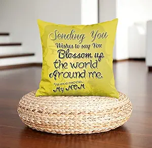 DreamVio Soft Fabric Cushion, Gifts for Mom,Grandma,World's Best Mom,Pyari Mumma,Mummy on Birthday's, Mother's Day Color : Dark Yellow Size : 12 x 12 Inch Design 145