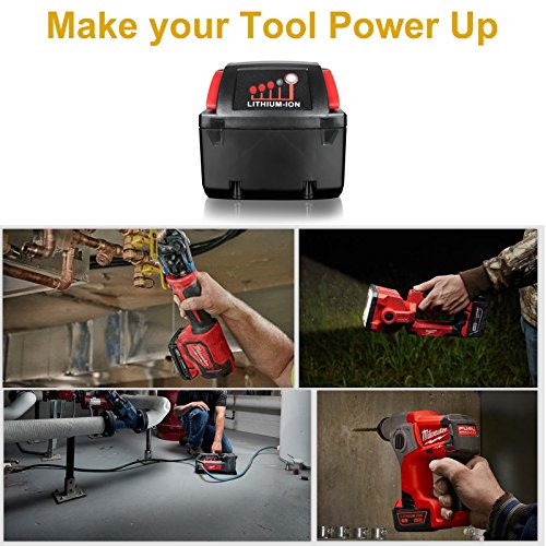 FLAGPOWER 18V 5.0Ah Werkzeug Batterie Ersatz Milwaukee Akku 18V für Milwaukee M18 XC 48-11-1815 48-11-1820 2601 2610 2611 2620 2630 2650 (5000mAh 2 Stück) - 7