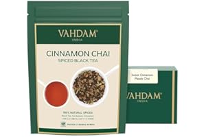 VAHDAM, Cinnamon Masala Chai Tea (100g, 50+ Cups) Ancient Cinnamon Recipe | Spiced Chai Loose Leaf | Brew Hot, Iced Or Latte | Pure Unblended Loose Leaf | Vacuum Sealed