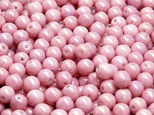 50 Pieces Czech Glass Pressed Beads Druk Round 6 mm Chalk Lila Luster