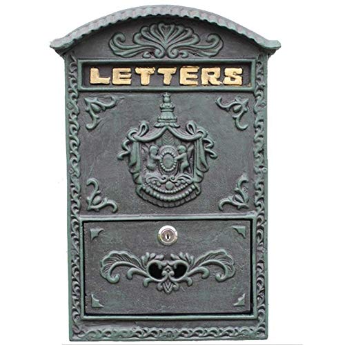 Preisvergleich Produktbild MMWYC Briefkästen Europäische Villa mit Schloss Briefkasten Retro City Mailbox Landbriefkasten Outdoor Wand Mailbox Schmiedeeisen Briefkasten Wandmontage 25,4 x 8,2 x 34,3 cm